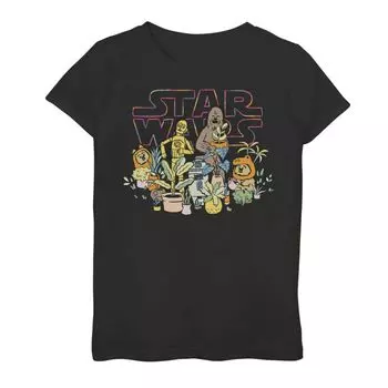 Футболка с рисунком «Звездные войны C-3PO и Чубакка» для девочек 7–16 лет Star Wars, черный