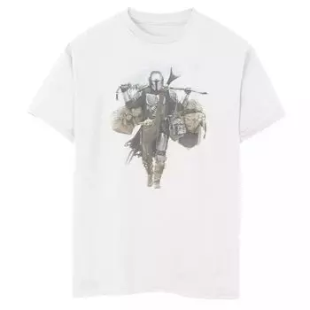Футболка с рисунком «Звездные войны: ходячий портрет мандалорца» для мальчиков 8–20 лет Star Wars