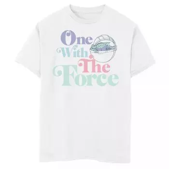 Футболка с рисунком «Звездные войны: Ребенок» для мальчиков 8–20 лет, известная как Baby Yoda One With The Force Star Wars, белый