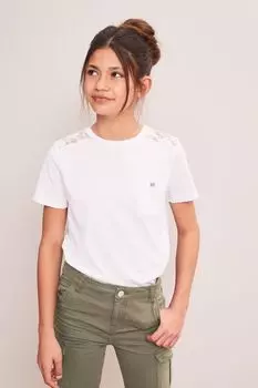 Футболка с ромбическими пуговицами Lipsy, белый