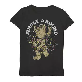 Футболка с рождественским рисунком Marvel Baby Groot Jingle Round для девочек 7–16 лет Marvel