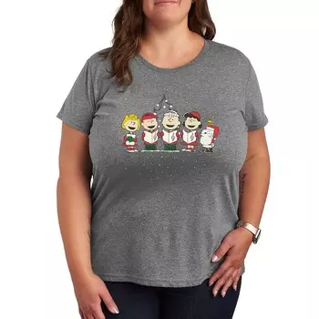 Футболка с рождественским рисунком Plus Peanuts Licensed Character, цвет Heather Gray