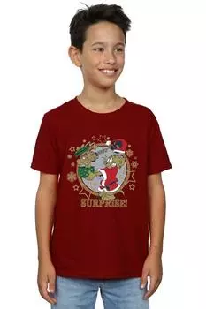 Футболка с рождественским сюрпризом Tom & Jerry, красный
