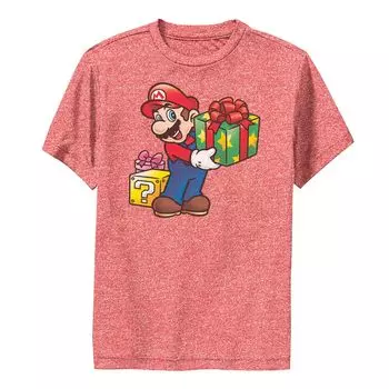 Футболка с рождественскими подарками Nintendo Super Mario для мальчиков 8–20 лет Licensed Character