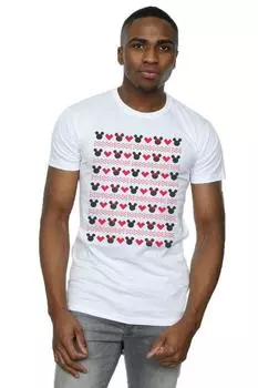 Футболка с рождественскими сердечками Микки и Минни Disney, белый
