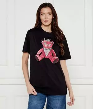 Футболка с розовым медведем Regular fit Guess Jeans, черный