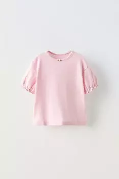 Футболка с розовым пуантелем ZARA, пастельно-розовый