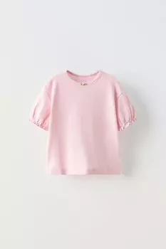 Футболка с розовым пуантелем ZARA, пастельно-розовый