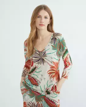 Футболка с рукавами 3/4 и V-образным вырезом Guitare, мультиколор