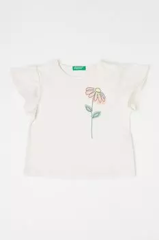 Футболка с рукавами-бабочками United Colors Of Benetton, белый
