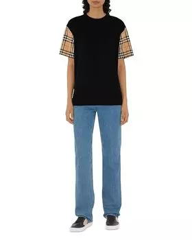 Футболка с рукавами Carrick Check Burberry, черный