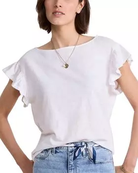 Футболка с рукавами-крылышками из джерси с эффектом слаба Vineyard Vines, белый