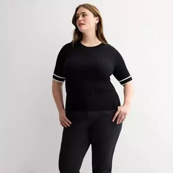 Футболка с рукавами локтя больших размеров Nine West, черный