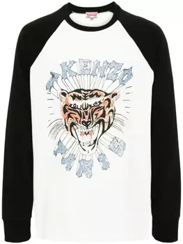 Футболка с рукавами реглан и принтом Tiger Kenzo, белый