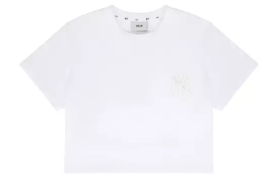 Футболка с рукавами женская, цвета экрю MLB, белый