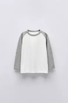 Футболка с рукавом реглан ZARA, серый мергель