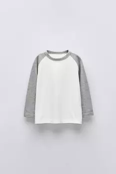 Футболка с рукавом реглан ZARA, серый мергель