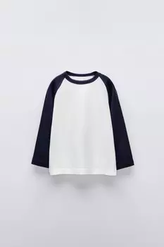 Футболка с рукавом реглан ZARA, темно-синий