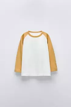 Футболка с рукавом реглан ZARA, желтый