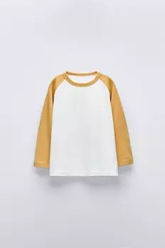 Футболка с рукавом реглан ZARA, желтый