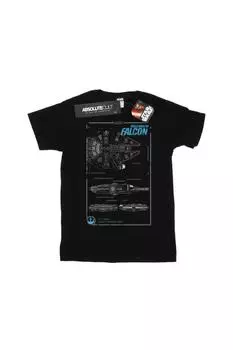 Футболка с руководством по игре Force Awakens Millennium Falcon Star Wars, черный