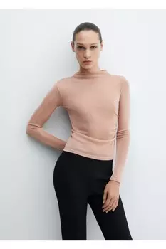 Футболка с рюшами и люрексом Mango, розовый