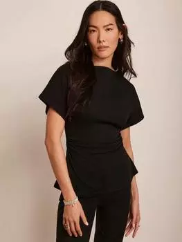 Футболка с рюшами крылья летучей мыши Mint Velvet, черный