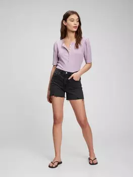 Футболка с рюшами на рукавах Gap, фиолетовый