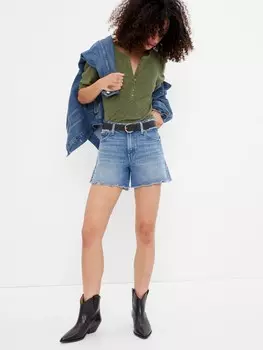 Футболка с рюшами на рукавах Gap, зеленый