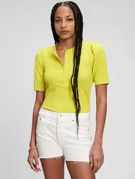 Футболка с рюшами на рукавах Gap, желтый