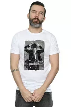 Футболка с рваной фотографией Angus Young AC/DC, белый