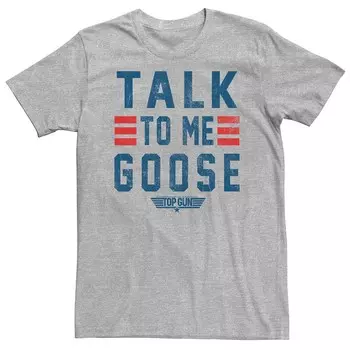 Футболка с рваной надписью Big & Tall Top Gun Talk To Me Goose Licensed Character, цвет Athletic Heather