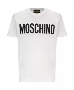Футболка S с контрастным принтом Moschino, белый