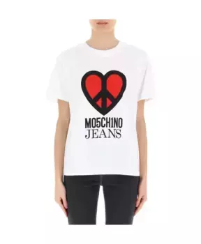 Футболка S с круглым вырезом и принтом Moschino, белый