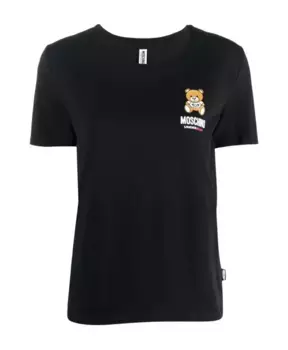 Футболка S с принтом плюшевого мишки Moschino, черный