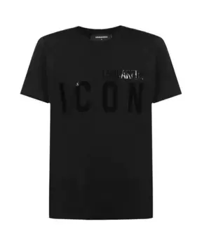 Футболка S с уникальным принтом в виде значка клика Dsquared2, черный