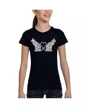 Футболка с сердечками для девочек «кошачий хвост» Word Art La Pop Art, черный