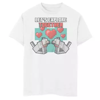 Футболка с сердечками Minecraft для мальчиков 8–20 лет с собаками Minecraft Licensed Character