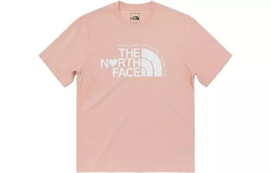 Футболка с сердечком унисекс розового цвета The North Face, розовый