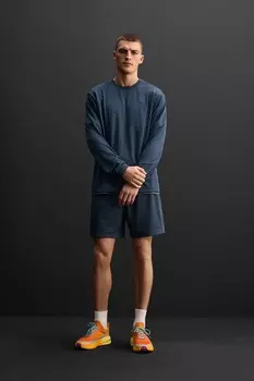 Футболка с сетчатой текстурой ZARA, темно-синий