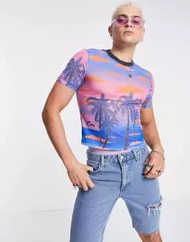 Футболка с сетчатым принтом ASOS DESIGN — MULTI