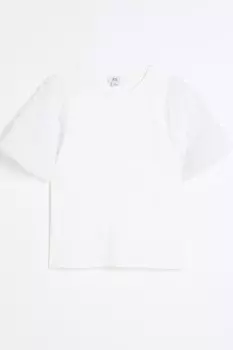 Футболка с сетчатым рисунком и цветочным принтом для девочек River Island, белый