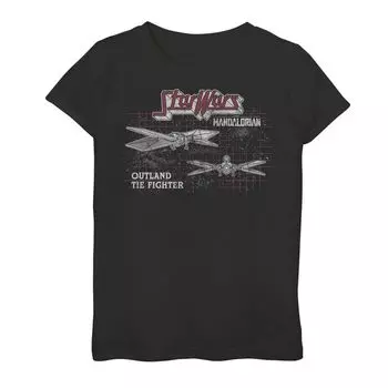Футболка с сеткой TIE Fighter для девочек 7–16 лет «Звездные войны, Мандалорское Запределье» Licensed Character