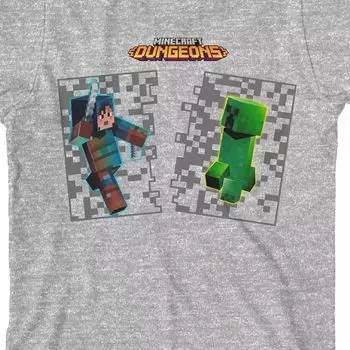Футболка с шестигранным рисунком Minecraft Dungeons для мальчиков 8–20 лет Licensed Character