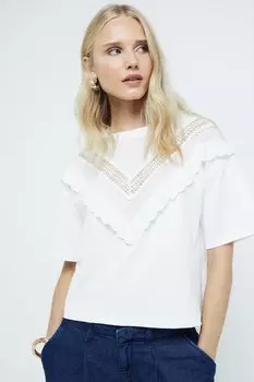 Футболка с шевронным кружевом River Island, белый