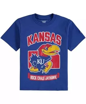 Футболка с сильным талисманом Royal Kansas Jayhawks для мальчиков и девочек Big Boys and Girls Champion, синий