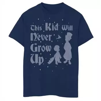 Футболка с силуэтами и графическим рисунком Disney's Peter Pan для мальчиков 8-20 лет Never Grow Up Licensed Character