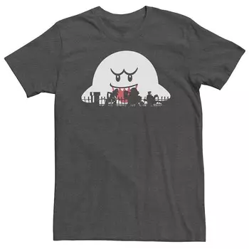 Футболка с силуэтом Big & Tall Super Mario Bros. Boo Trick Or Treat на Хэллоуин Licensed Character, цвет Charcoal Heather