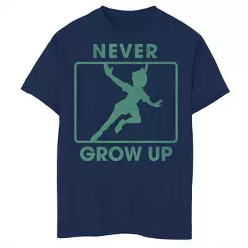Футболка с силуэтом и графическим рисунком Disney's Peter Pan для мальчиков 8–20 лет Never Grow Up Licensed Character
