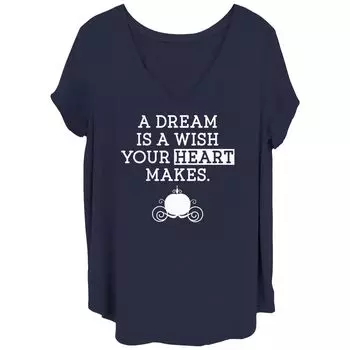 Футболка с силуэтом кареты Juniors' Plus Disney Cinderella A Dream Is A Wish Licensed Character, темно-синий
